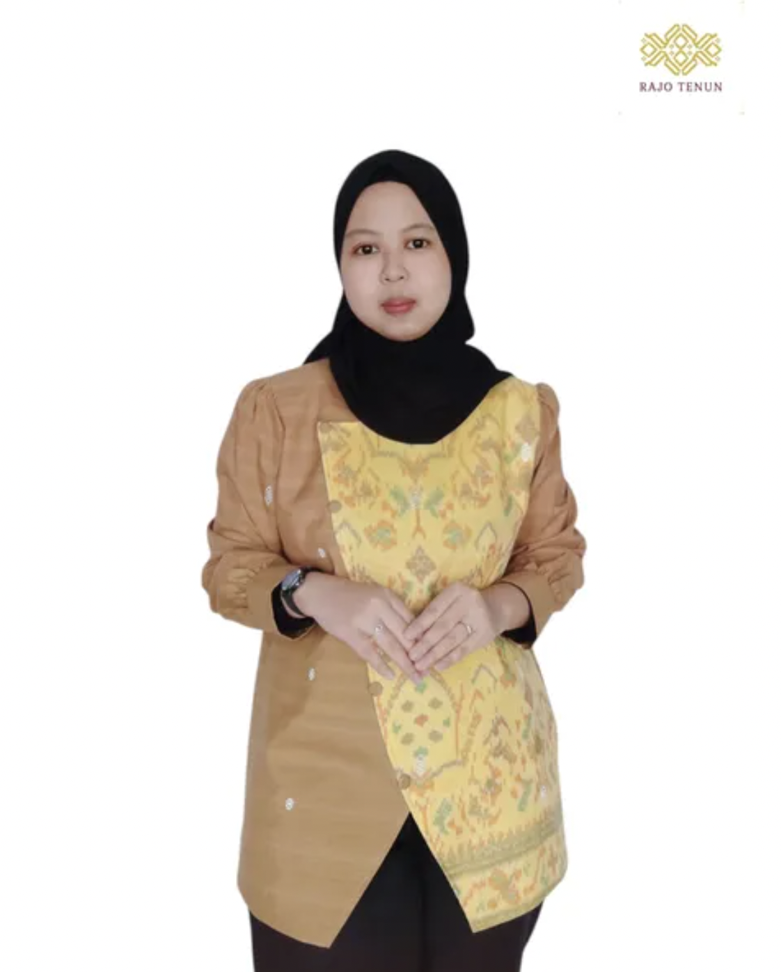 Baju Tenun Wanita Coklat Kuning Cantik